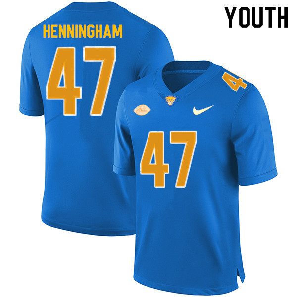 Youth #47 Aydin Henningham Pitt Panthers College Football Jerseys Sale-Royal